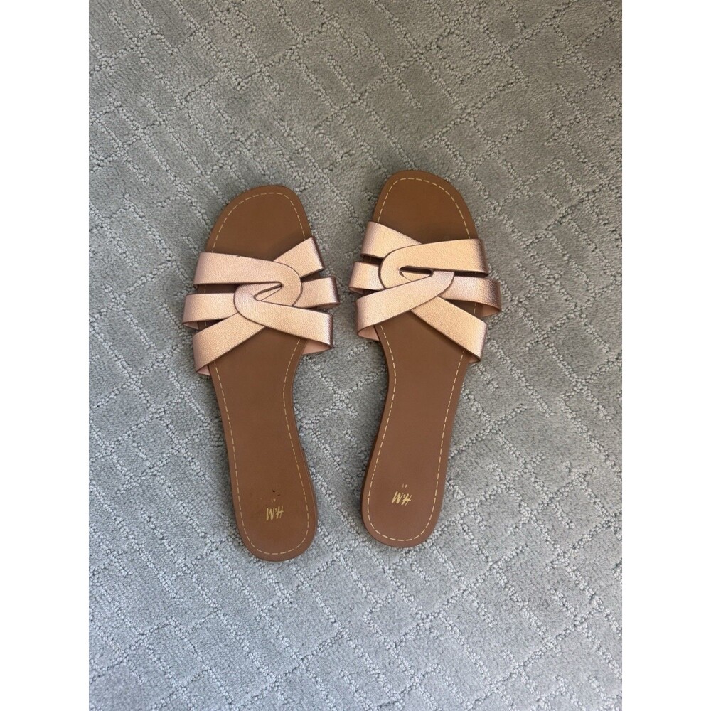 H&M Sandals Flats Slides women crossover strap slides Bronze Size 41